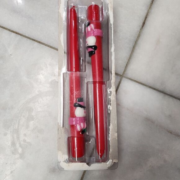 Vintage Avon Set of 2 Dapper Snowman 10" Bayberry Tapers, CHRISTMAS Unlit w/ Box - Picture 5 of 11